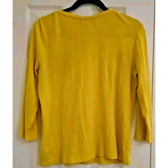 Lauren Ralph RL Ladies Top Bright Yellow Gold Shoulder Buttons Pullover Large - Picture 9 of 9